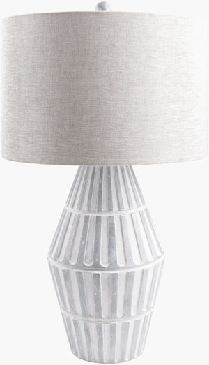 Surya Conflux Traditional Accent Table Lamp - 29" Elegant Design With Durable Cement And Linen Shade Body, Gray,Shade (Outside), Gray,Shade (Inside), White,Finial, Gray,Harp, Metallic ,Nickel,Cord, Translucent Cement,Linen,Polyester,Plastic Cnf-001