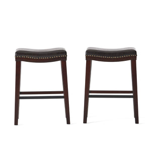 English Elm Saddle Contoured Pu Leather Counter Stool with Solid Rubberwood Frame for Kitchen Dining 62469.00PU