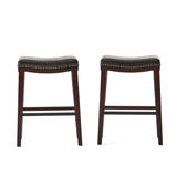 Christopher Knight Home® - Noble House - Kainu Contemporary Upholstered Saddle Barstool with Nailhead Trim - Set of 2