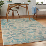 Nourison Tranquil TRA03 Machine Made Power-loomed No Border Indoor Only Farmhouse  Rug Ivory,Turquoise, Turquoise and Beige 100% Polypropylene 99446484239