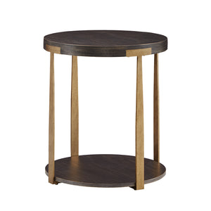 Homelegance By Top-Line Conlley Wood and Metal T-Brace Round End Table Espresso MDF