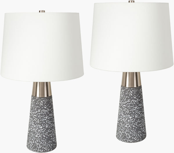 Livabliss City Collection 7'9" X 10'2" Traditional Area Rug - Durable, Plush, Easy Care For High Traffic Spaces Body, Gray,Metallic ,Nickel,Shade, White,Finial, Metallic ,Nickel,Harp, Metallic ,Nickel,Cord, Black Concrete,Iron,Linen,Polyester,Iron Cni001-set