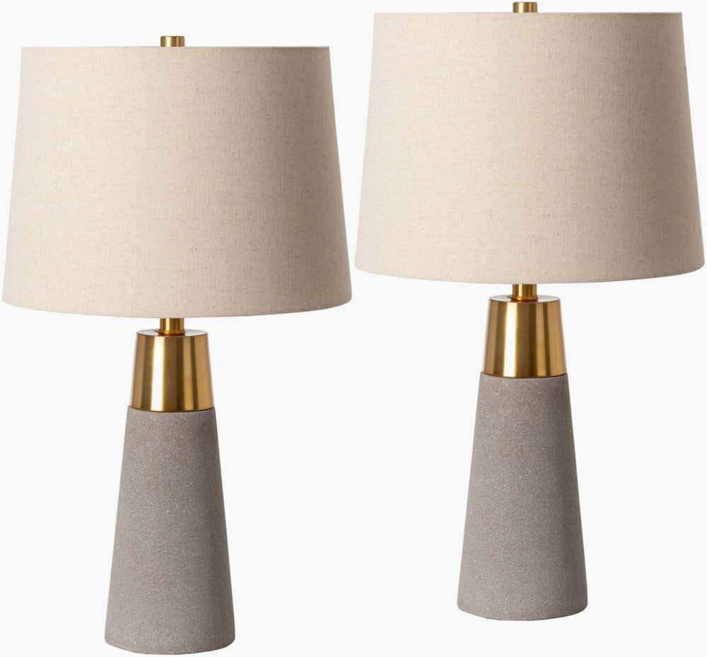 Livabliss Catania Concrete Base Table Lamp with Linen Shade for Modern Transitional Interiors CNI003-SET