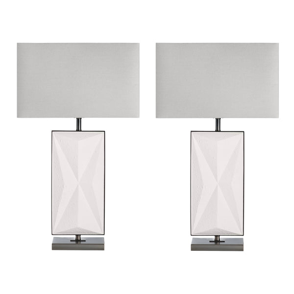 Crestview Collection 31.5"H Rylan Contemporary Table Lamp - Elegant Rectangular Design With 3-way Socket & Grey Shade   Cvazvp091