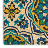 Nourison WaverlyWav17 Greetings WGT26 Machine Made Tufted  Indoor/Outdoor Bohemian Botanical Rug Bluebell, Bluebell 100% Coir 99446366931