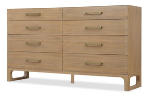 Hooker Furniture Banyon Banyon Bay Eight Drawer Dresser In Desert Oak With Brushed Brass Pulls, Cedar-Lined Drawers, Jewelry Tray 6081-90202-82