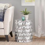 Christopher Knight Home® Handcrafted Almond Side Table with Ikat Texture & Metallic Finish - Modern Glam Design, Lightweight Aluminum Frame - 16.00