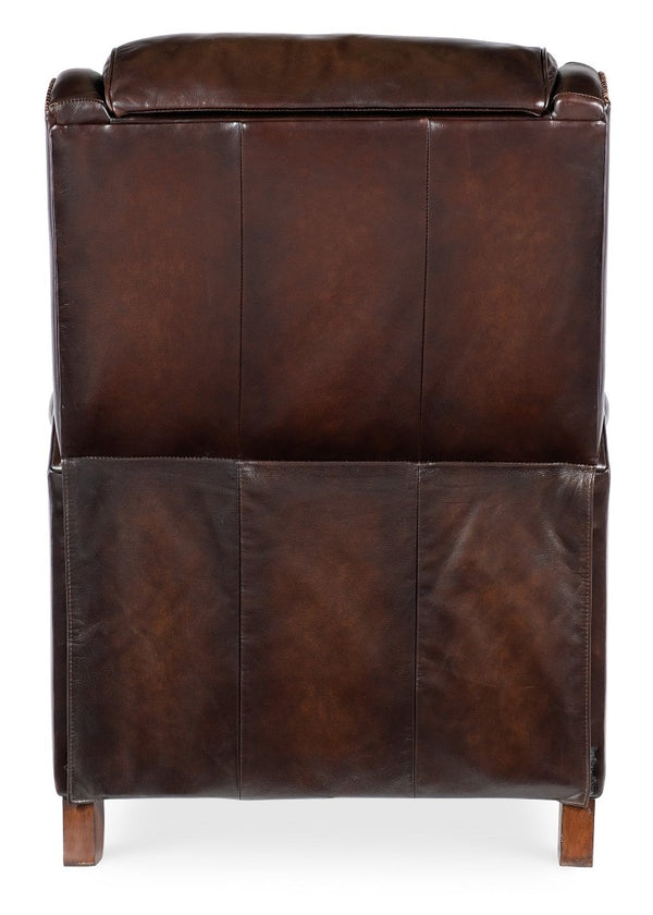 Hooker Furniture Carrington Vortex Leather Power Recliner With Usb, Power Headrest, Bustle Back & Dark Wood Legs RC819-PH-088