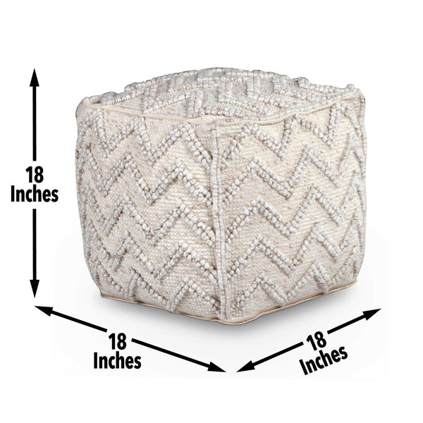 English Elm Steve Silver - Kenzari Handwoven Square Zigzag Ottoman Pouf Gray – Neutral Chevron Fabric Seat, Versatile Accent (21"x21") B081P157705