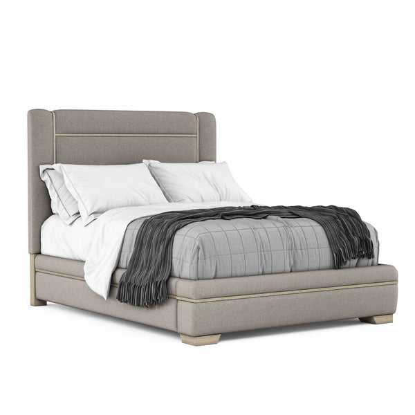 A.R.T. Furniture North Side California King Upholstered Platform Bed - Transitional Shale Finish, Stylish Comfort & Support Gray Parrawood Solids,Quarter Figured,Fiddle Ash Veneer,Foam,Fabric 269127-2556