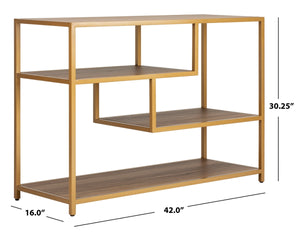 Safavieh Reese Geometric Console Table Walnut/Gold 42" x 16" x 30.3"