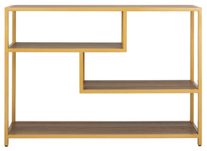 Safavieh Reese Geometric Console Table Walnut/Gold 42" x 16" x 30.3"