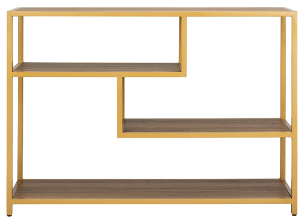 Safavieh Reese Geometric Console Table Walnut/Gold 42" x 16" x 30.3"