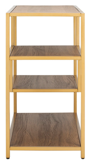 Safavieh Reese Geometric Console Table Walnut/Gold 42" x 16" x 30.3"