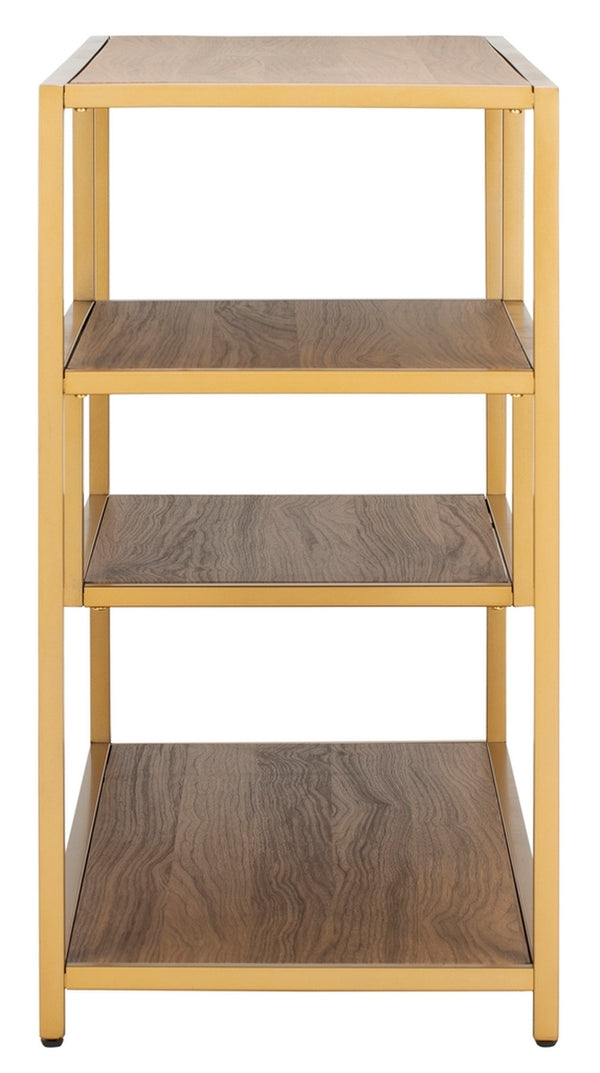 Safavieh Reese Geometric Console Table Walnut/Gold 42" x 16" x 30.3"