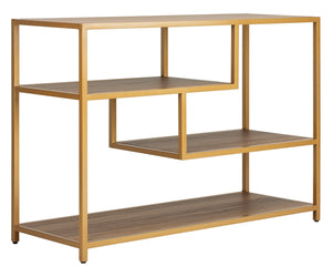 Safavieh Reese Geometric Console Table Walnut/Gold 42" x 16" x 30.3"