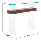 Safavieh Kayley Console Table Glass / Walnut Paper Weneer Mdf/Glass CNS7001F