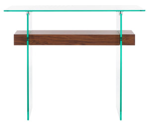 Safavieh Kayley Console Table Glass / Walnut Paper Weneer Mdf/Glass CNS7001F