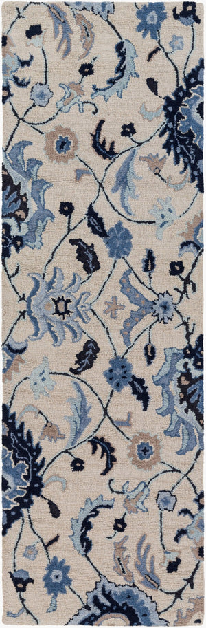 Livabliss Centennial Hand Tufted Wool Accent Rug Cottage Style for Entryways and Bedside Areas Beige, Ink Blue 2'6" x 8' CNT1096-268