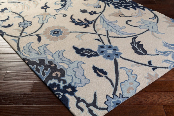 Livabliss Centennial Hand Tufted Wool Accent Rug Cottage Style for Entryways and Bedside Areas Beige, Ink Blue 8' x 11' CNT1096-811