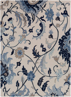Livabliss Centennial Hand Tufted Wool Accent Rug Cottage Style for Entryways and Bedside Areas Beige, Ink Blue 8' x 11' CNT1096-811