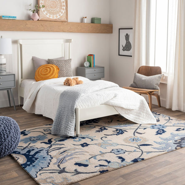Livabliss Centennial Hand Tufted Wool Accent Rug Cottage Style for Entryways and Bedside Areas Beige, Ink Blue 8' x 11' CNT1096-811