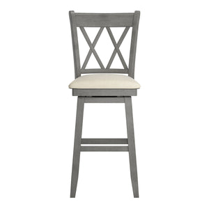 Homelegance By Top-Line Juliette Double X-Back Wood Swivel Bar Stool Grey Rubberwood