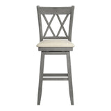 Homelegance By Top-Line Juliette Double X-Back Wood Swivel Bar Stool Grey Rubberwood