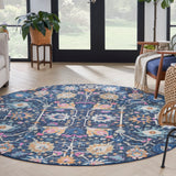 Nourison Passion PSN01 Machine Made Power-loomed Borderless Design Indoor Only Bohemian Transitional Rug Navy, Navy 100% Polypropylene 99446014757