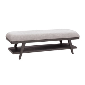 Quincy Upholstered Bed Bench Black with Molasses Finish P375132 Pulaski Furniture