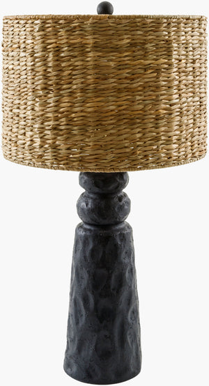 Surya Conway Accent Table Lamp - 28" Farmhouse Charm With Seagrass Shade For Cozy Home Decor Lighting Body, Black,Shade, Tan,Finial, Black,Harp, Metallic ,Gold,Cord, Translucent Resin,Seagrass,Seagrass,Plastic Cnw-001