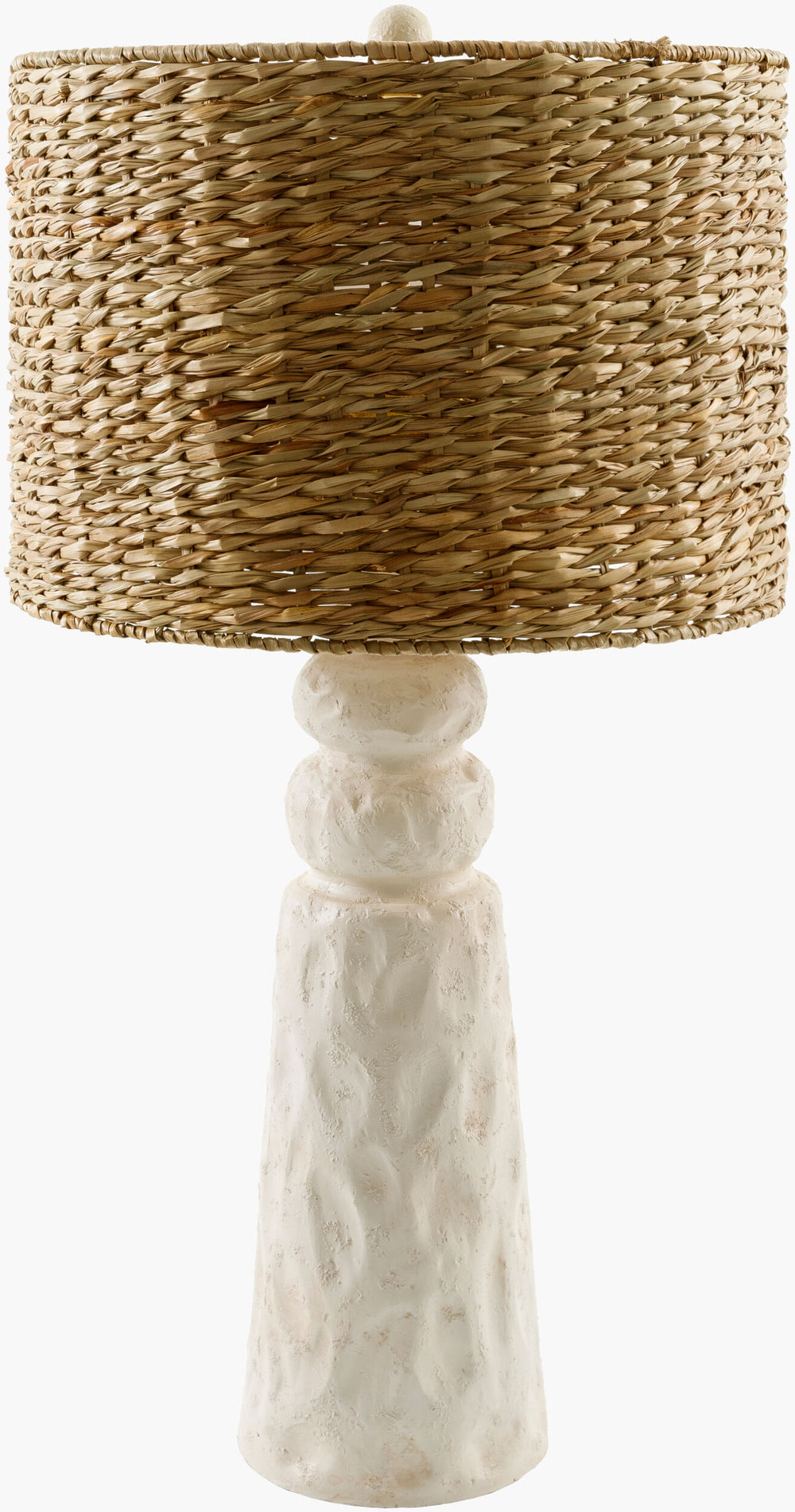 Surya Conway Accent Table Lamp - 28" Farmhouse Charm With Seagrass Shade For Cozy Home Decor Lighting Body, White,Shade, Tan,Finial, White,Harp, Metallic ,Gold,Cord, Translucent Resin,Seagrass,Seagrass,Plastic Cnw-002