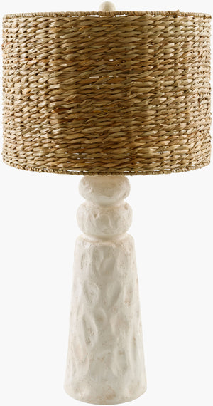 Surya Conway Accent Table Lamp - 28" Farmhouse Charm With Seagrass Shade For Cozy Home Decor Lighting Body, White,Shade, Tan,Finial, White,Harp, Metallic ,Gold,Cord, Translucent Resin,Seagrass,Seagrass,Plastic Cnw-002