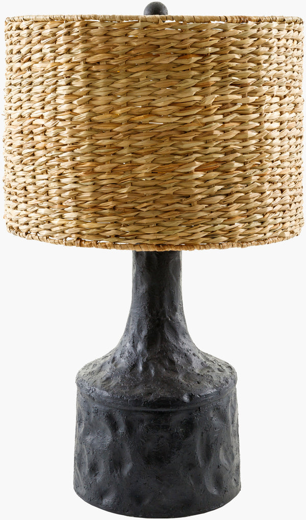 Surya Conway Accent Table Lamp - 28" Farmhouse Charm With Seagrass Shade For Cozy Home Decor Lighting Body, Black,Shade, Tan,Finial, Black,Harp, Metallic ,Gold,Cord, Translucent Resin,Seagrass,Seagrass,Plastic Cnw-003