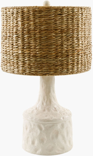 Surya Conway Accent Table Lamp - 28" Farmhouse Charm With Seagrass Shade For Cozy Home Decor Lighting Body, White,Shade, Tan,Finial, White,Harp, Metallic ,Gold,Cord, Translucent Resin,Seagrass,Seagrass,Plastic Cnw-004