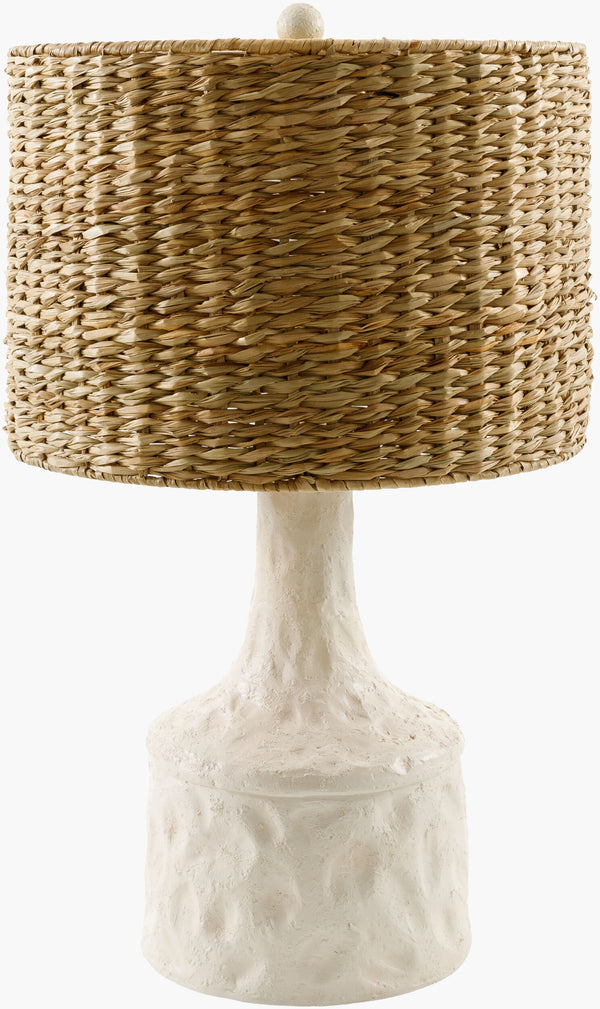 Surya Conway Accent Table Lamp - 28" Farmhouse Charm With Seagrass Shade For Cozy Home Decor Lighting Body, White,Shade, Tan,Finial, White,Harp, Metallic ,Gold,Cord, Translucent Resin,Seagrass,Seagrass,Plastic Cnw-004