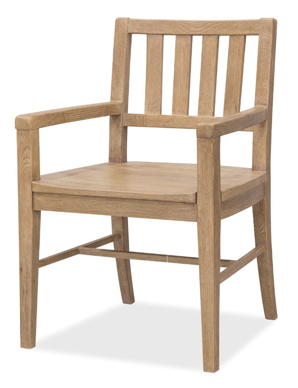 Hooker Furniture Driftwood Rustic Splatback Arm Chair With Solid Oak Frame, Buckboard Finish For Farmhouse Dining Light Wood 6820-75301-80