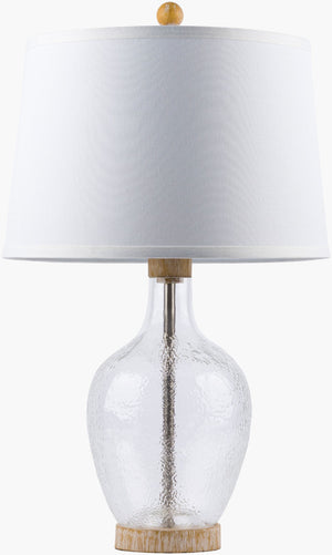Surya Canonbury Glass Body Accent Lamp with Linen Shade Warm Diffused Light for Any Room CNY-001