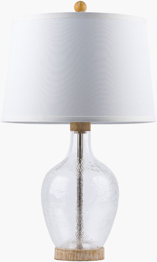 Surya Canonbury Glass Body Accent Lamp with Linen Shade Warm Diffused Light for Any Room CNY-001