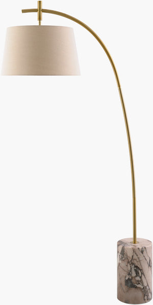 Surya Cadenza Wrought Iron Arts and Crafts Floor Lamp with Marble Base and Linen Shade CNZ-002