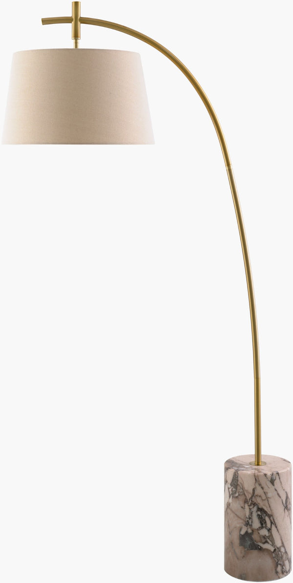 Surya Cadenza Wrought Iron Arts and Crafts Floor Lamp with Marble Base and Linen Shade CNZ-002