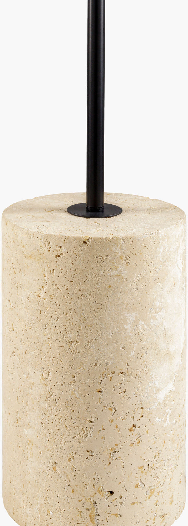 Surya Cadenza 65" Elegant Accent Floor Lamp With Luxurious Travertine Base And Hand-painted Shade Body, Black,Base, Beige,Shade, White,Cord, Black Iron,Travertine,Linen,Polystyrene Cnz-001