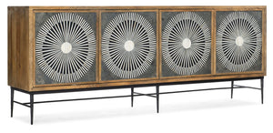 Hooker Furniture Commerce Handcrafted Giovanni Entertainment Console With Bone Inlay, Slate Veneer, Mango Wood Base & Cable Management 7228-55011-85