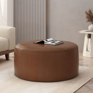 English Elm Ottoman Square Faux Leather Footrest with Rustic Grain Texture for Living Room 71832.00