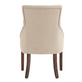 Homelegance By Top-Line Ophilia Linen Curved Back Tufted Dining Chairs (Set of 2) Brown Wood