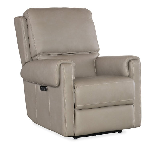 Hooker Furniture Somers Power Recliner Featuring Zero-Gravity Recline, Adjustable Headrest, Nubuck Leather, Usb Port Light Gray SS718-PHZ1-090