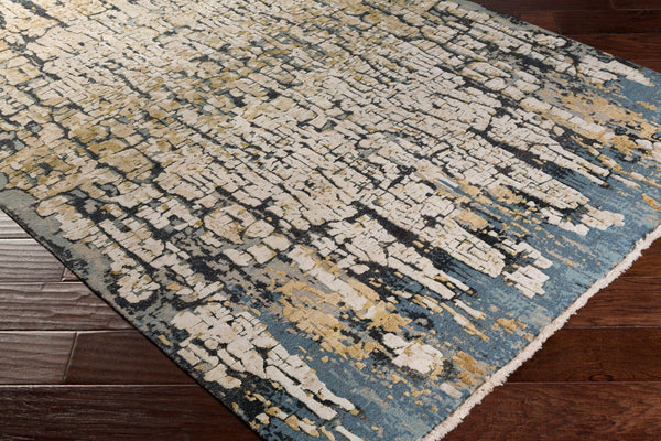 Surya Colaba Handcrafted 2' X 3' Luxurious Wool & Silk Rug – Unique Design, Textured Comfort & Style Blue Silk,Wool Coa2000-23