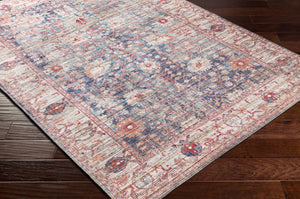 Livabliss Cobb Machine Woven Hallway Runner Chenille Jute Cotton Low Pile Traditional Rug Red, Denim 2'7" x 10' COB2305-2710