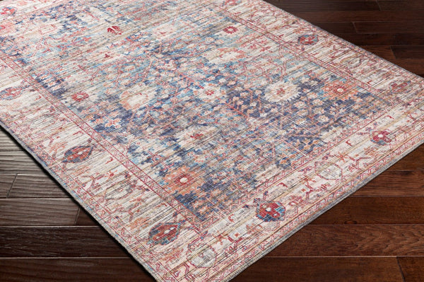 Livabliss Cobb Machine Woven Hallway Runner Chenille Jute Cotton Low Pile Traditional Rug Red, Denim 2'7" x 10' COB2305-2710