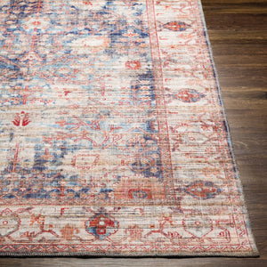 Livabliss Cobb Machine Woven Hallway Runner Chenille Jute Cotton Low Pile Traditional Rug Red, Denim 2'7" x 10' COB2305-2710